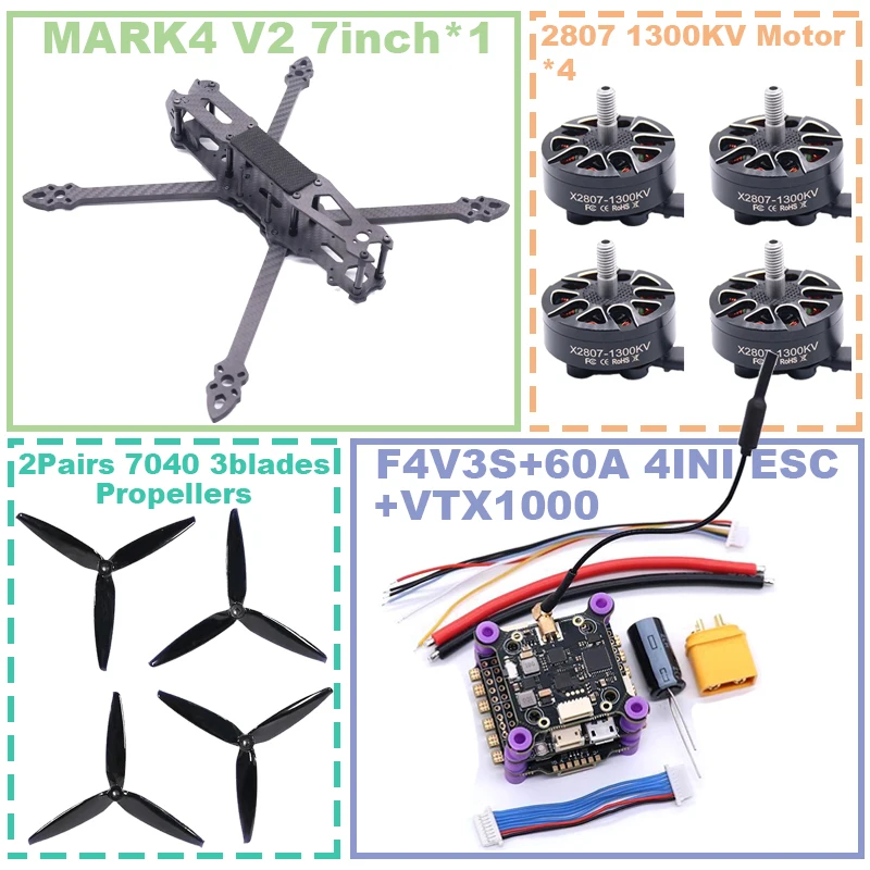 รูปสินค้า ชุดควบคุมโดรน FPV 7 นิ้ว F4V3S คาร์บอนไฟเบอร์