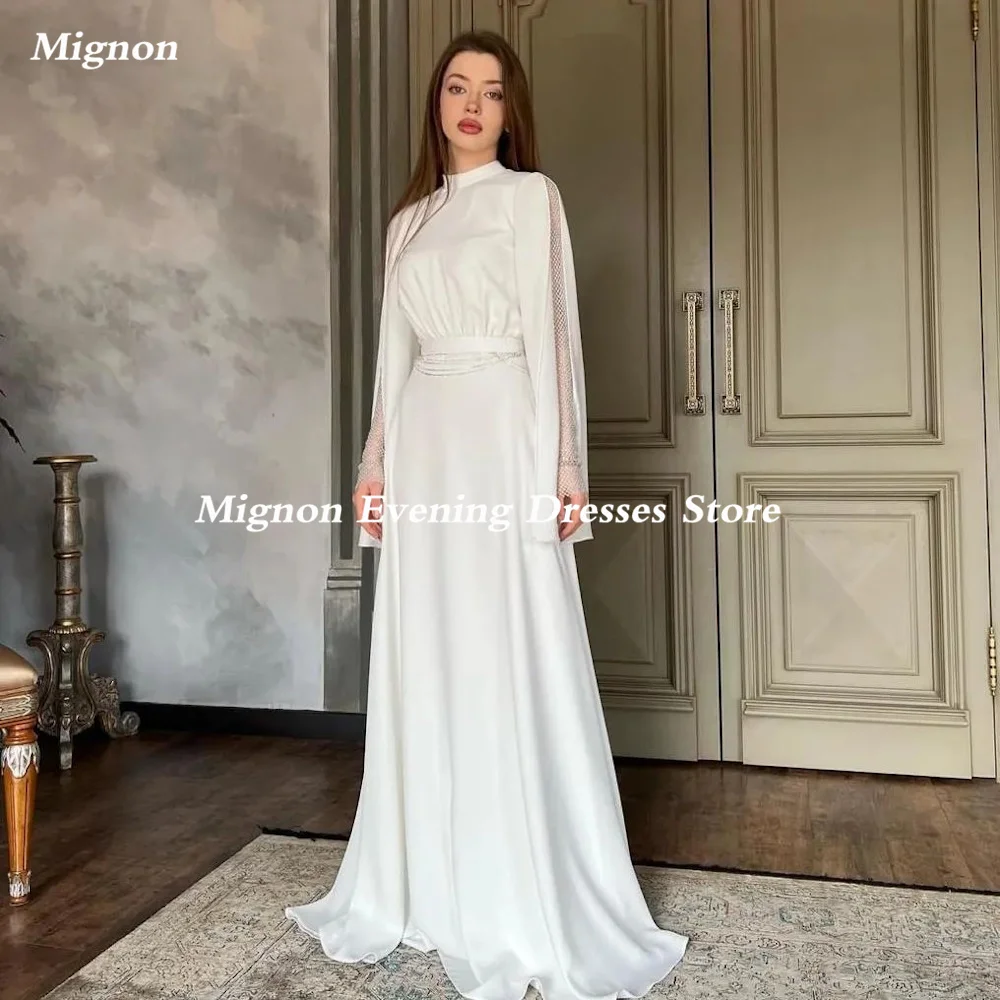 

Mignon Empire Scoop Neckline Floor-Length Prom Gown Ruffle Tea-Length Satin Evening Formal Elegant Party Dress for Women 2023