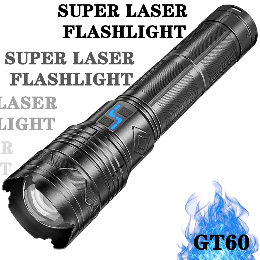 

GT60 Self Defense Flashlight World's Most Powerful Camping LED Rechargeable Lamp Electric Teaser High Power Lantern Torch Light