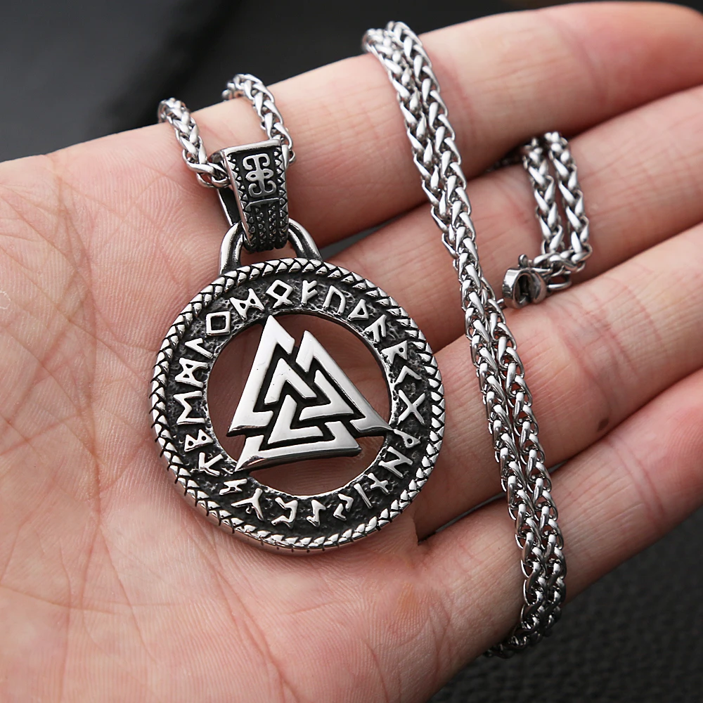 Mologia nordica vichinga Collana con nodo lupo Collana in acciaio inossidabile Valknut Odin Simbolo di uomini norvegesi Collana di gioielli N7802S01  36