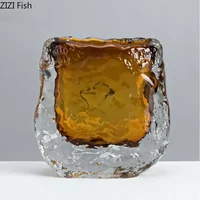 Transparent Amber Wrinkle Glass Vase Hydroponics Floral Vases Desk Decoration Artificial Flowers Decorative Flower Arrangement 2