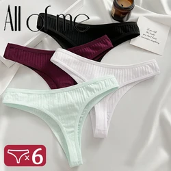 6PCS/Set Cotton Panties G-String Women Panties Sexy Underwear Female Lingerie Thong Briefs for Woman Solid Color Intimate Pantys