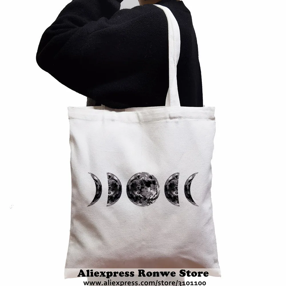 New Moon Large-capacity Women Shopping Canvas Tote Bag Girl Female Lady Space Reusable Eco Shoulder Student Black Handbags shopping bag tote bags canvas bag canvas bags