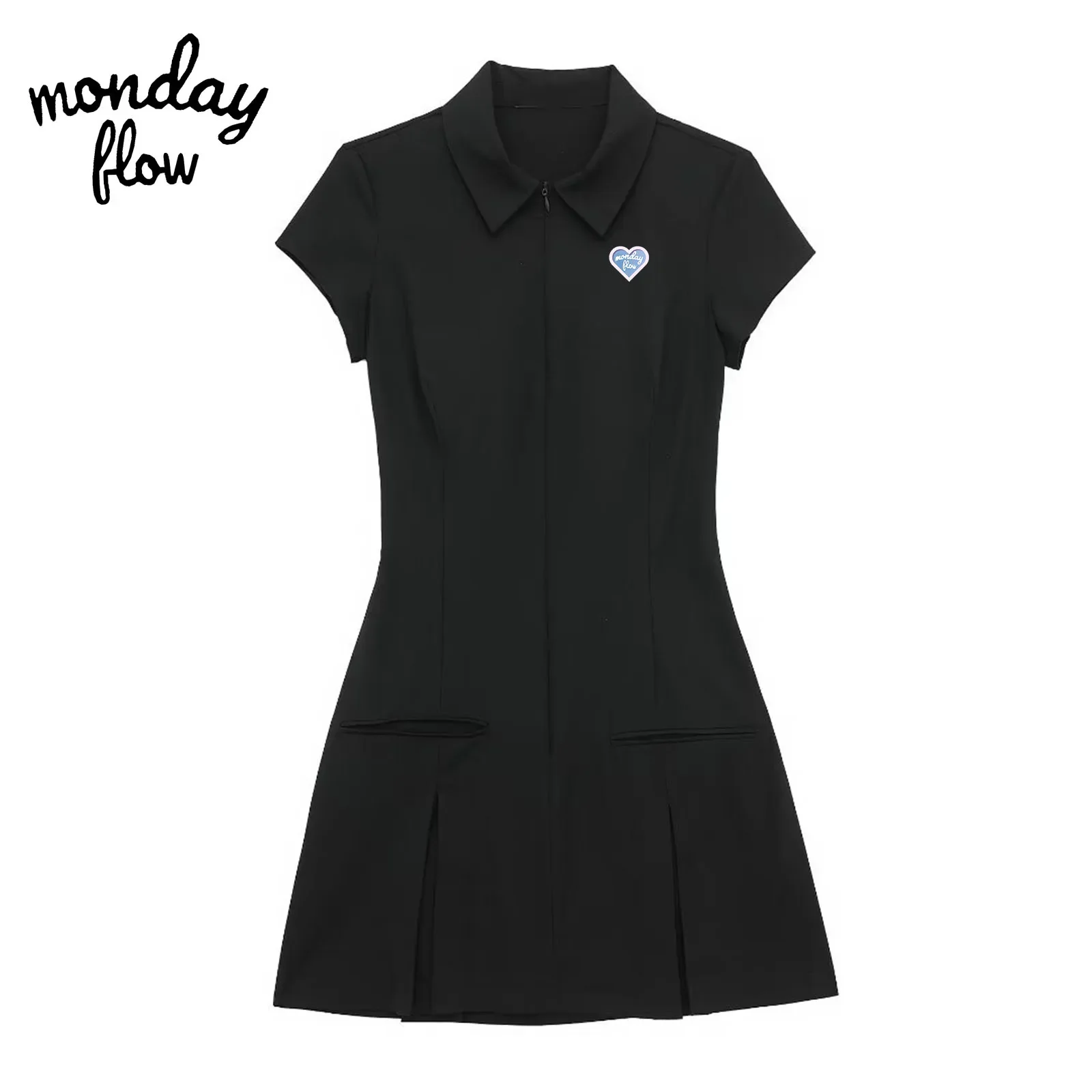 Monday Flow Summer Women Golf Short Sleeve Dress Luxury Sports Golf T-Shirt A-Line Skirt Casual Women Tennis Clothes