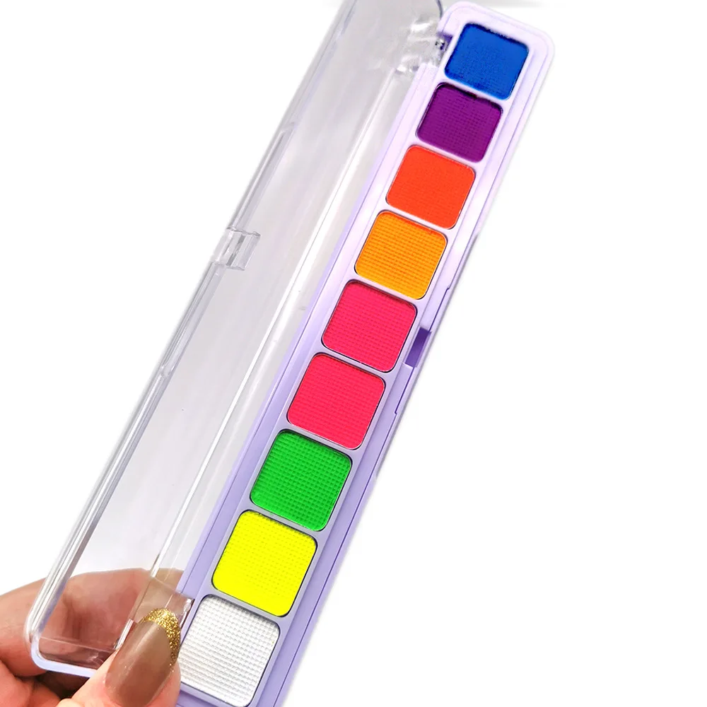 9 Colors Water Activated Eyeshadow UV Light Neon Eyeshadow Pastel-Black Light UV Reactive Eye Glow in Dark Palette eye shadow eye shadow plate