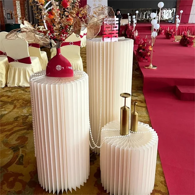 Folding Paper Roman Column Ornaments Party Wedding DIY Decoration Dessert Cake Table Stand Columns Decoration Display Stand 2