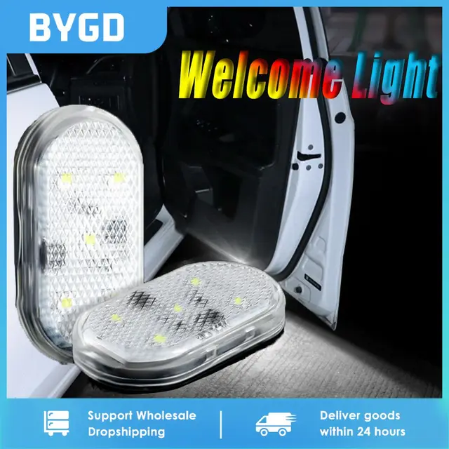 Led Car Interior Courtesy Door Light USB Charging Wireless Magnetic LED Car Door Welcome Light Anti-collision Signal Lamp Lights 1