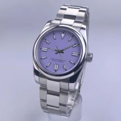 Elegant 36mm/39mm Sapphire Glass Stainless Steel Watch Case with Green Luminous Dial Compatibility - 39mm Glass back (Set Without Movement)