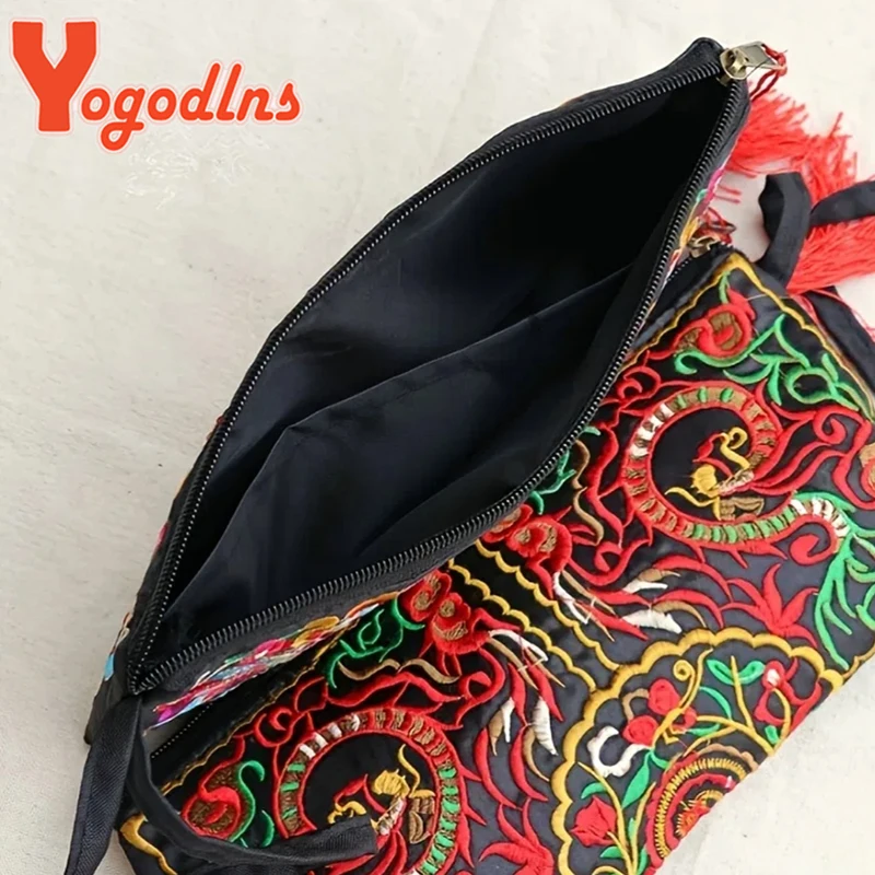 Yogodlns Ethnic Style Embroidered Handbag Female Fashion Shopping Clutch Purse Vintage Envelope Bags Designer Lady Wallet Bolsa