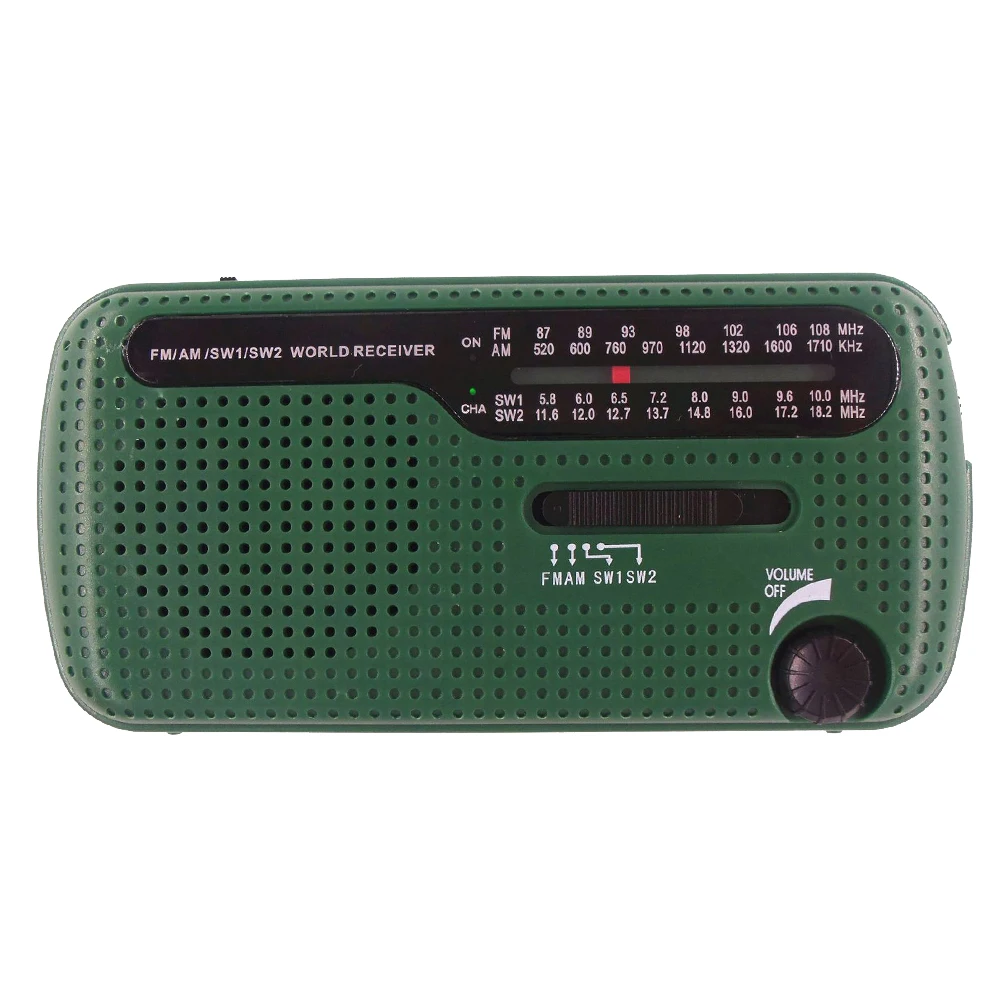 캠핑 서바이벌 라디오, 1200mAh LED 토치 SOS 알람, USB 태양광 핸드 크랭크 라디오