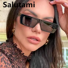 

One Piece Small Square Stripe Leg Sunglasses For Women New Fashion Brand Black Gradient Elegant Sun Glasses Men Hip Hop Shades