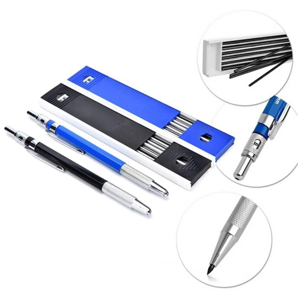 STONEGO Metal Mechanical Pencils 2.0 mm 2B Lead Holder Drafting Drawing Pencil Set with 12 Pieces Leads