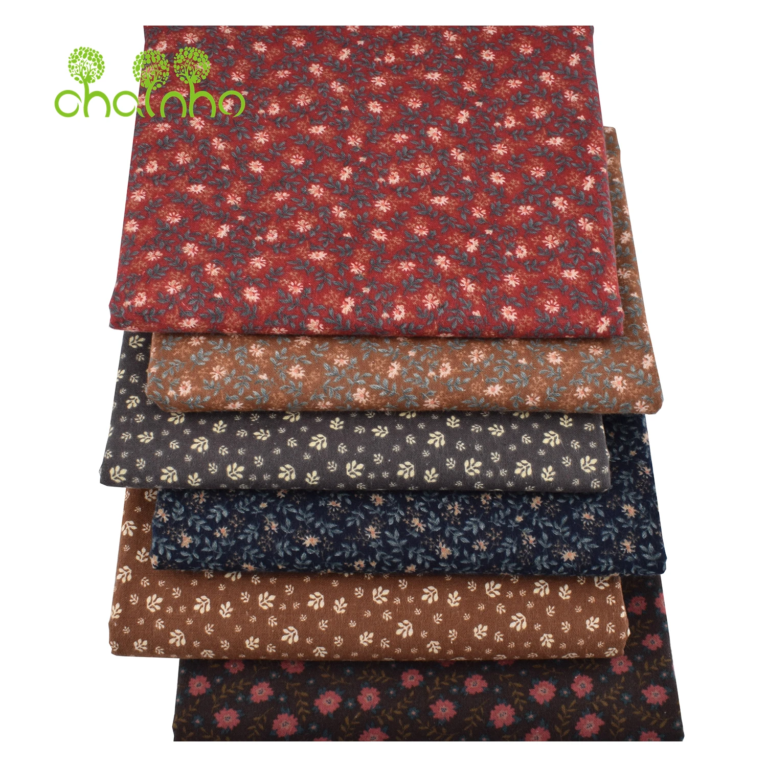 Chainho,Printed Plain Brushed Cotton Fabric,DIY Sewing Quilting Material For Cushion,Pillow,Sofa,Tablecloth,Floral Series,25MM5