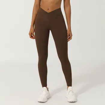 Leggings fitness Donna Sport Pantaloni da yoga a vita alta Leggings da allenamento Vita incrociata Palestra Jogging Collant push up ad asciugatura rapida Donna