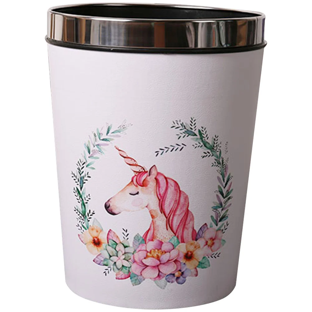 

Pressing Circle Living Room Kitchen Trash Can Cartoon Unicorn Garbage Can
