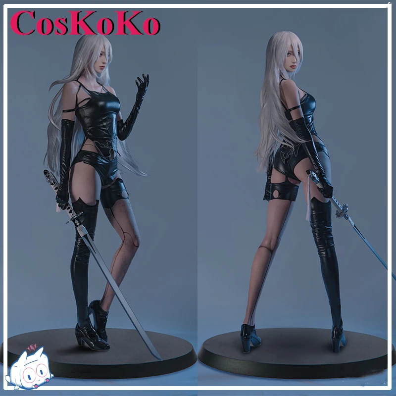 

CosKoKo A2 Cosplay Anime Game NieR: Automata Costume Lovely Sweet Black Pu Uniform Halloween Carnival Party Role Play Clothing