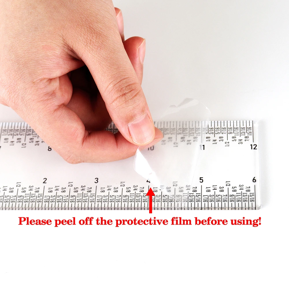 6"/12" Clear Acrylic Ruler Zero-Centering Transparent Straight Ruler Cutting Measuring Tool Crafting Drafting Supplies