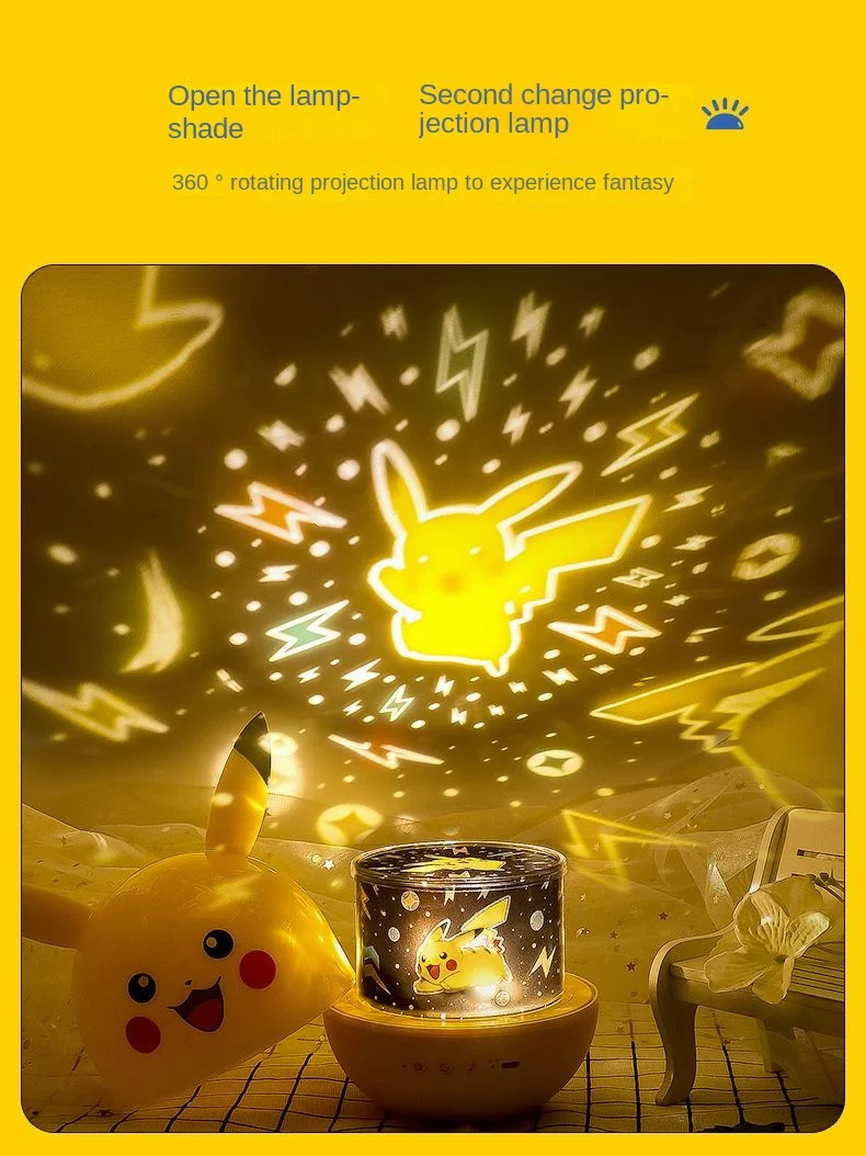 Pikachu Starry Sky Night Light – Rotating Romantic Projector Lamp Gift