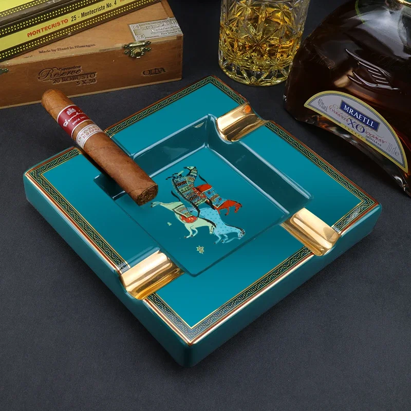 Cigar Ashtray ceramic ashtray cigarettes ashtray Cohiba Large Ceramic 4 Slot Tray Creative Luxury Desk Office Smoking Accessories