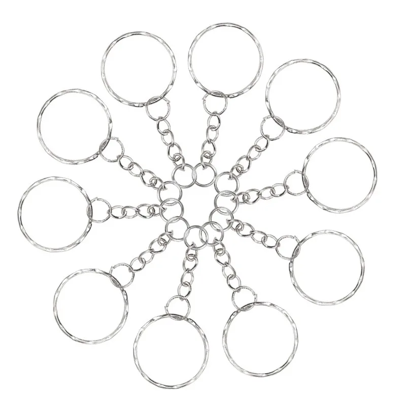 DIY Key Chains Key Ring AccessoriesSilver Plated Metal Blank Keyring Keychain Split Ring Keyfob Key Holder Rings Women Men