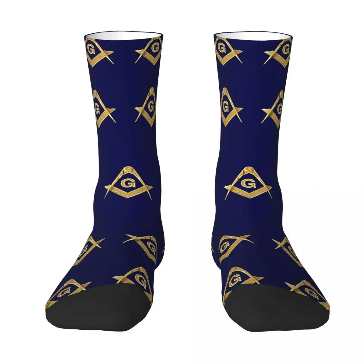 

Золотистые синие квадратные носки Freemason с компасом, масонские носки Харадзюку, поглощающие пот, всесезонные длинные носки
