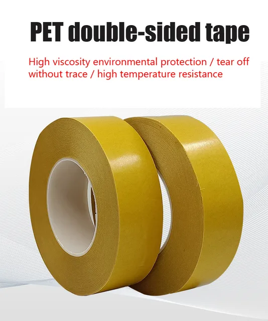 50 Meter Yellow Paper Transparent PET Double-sided Tape Ultra Thin Strong  Adhesion High Temperature Resistance And No Residue - AliExpress