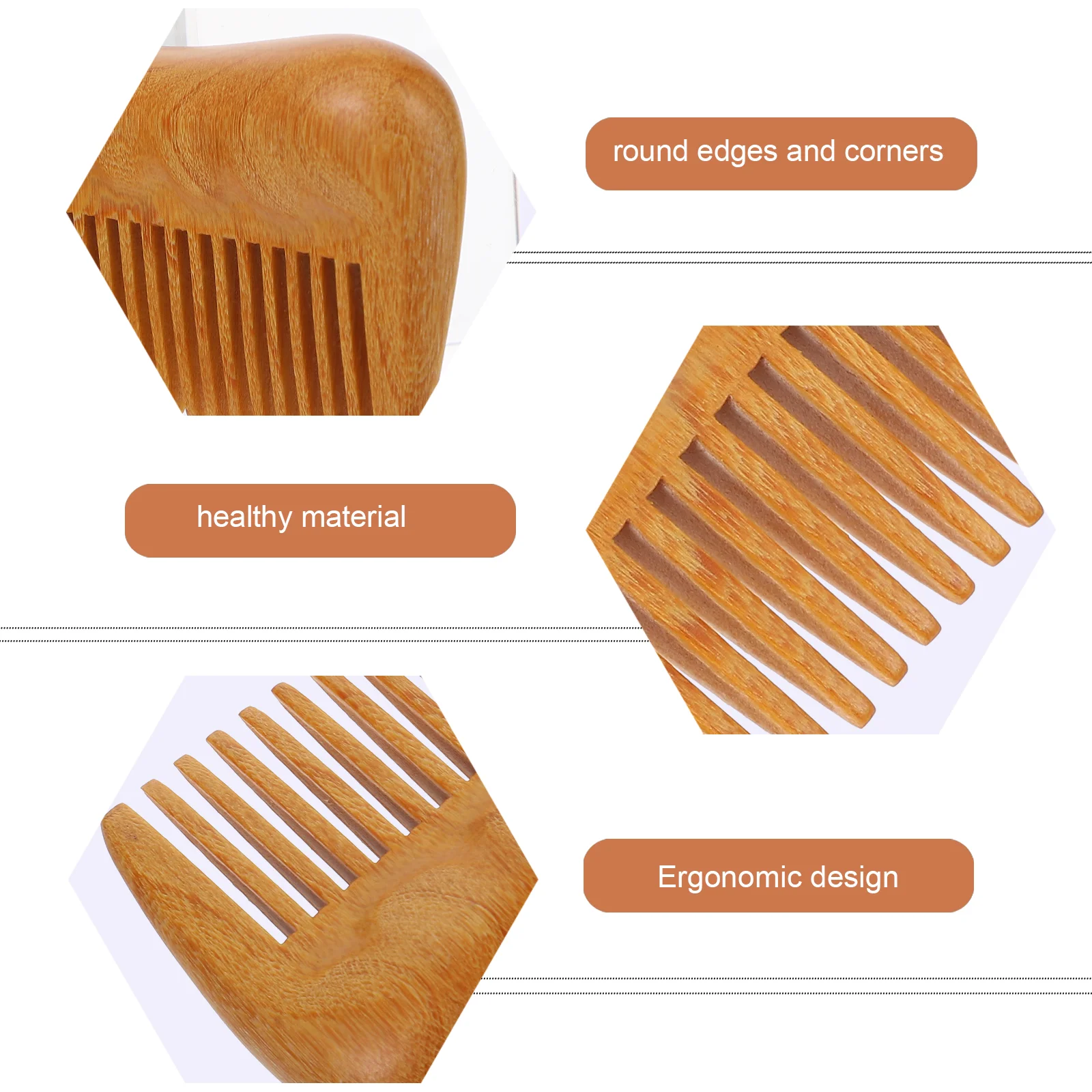 Massage Comb for Home Multi-purpose Natural Wooden Boxwood Girl Hair Styling Miss 4
