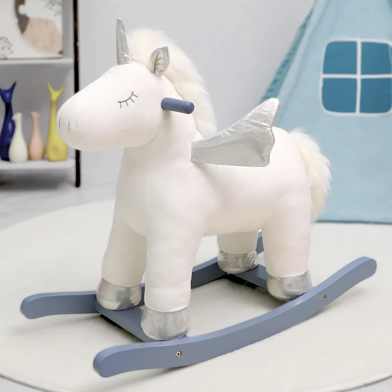 0-6 Years Baby Rocking Horse Dual Use Rocking Chair Toy Children Horse Ride On Toys Shake A Plush Unicorn Toy