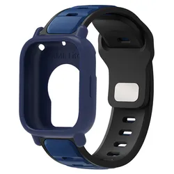 Breathable Silicone Strap and Protective Case for Smart Watches - Universal Fit (Midnight Blue)