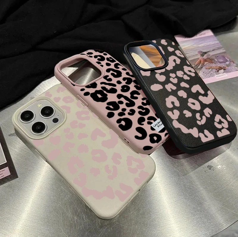 Luxury Cute PU Leather Leopard Print Phone Case Cover