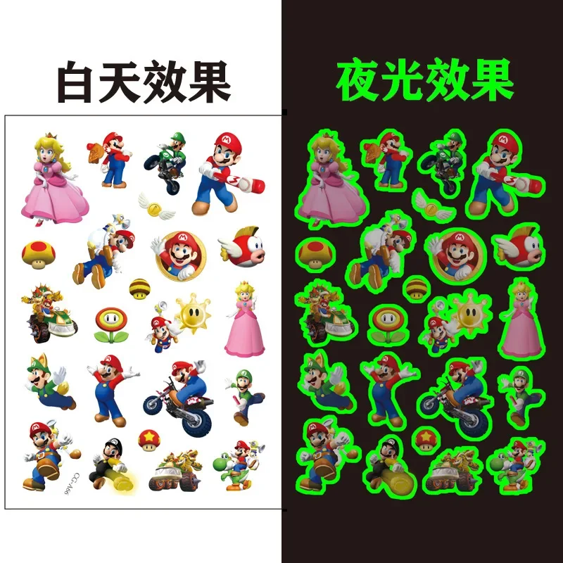 Pegatinas de tatuaje de Super Mario Bros para niños, juguetes de figuras de  Anime Kawaii, de feliz cumpleaños decoración de fiesta, pegatinas de juego  de dibujos animados lindos, regalos - AliExpress