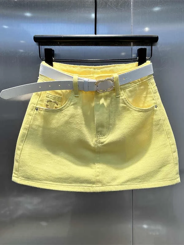 High Waist Yellow Denim Skirt Women's Summer New Sle Slimming ort