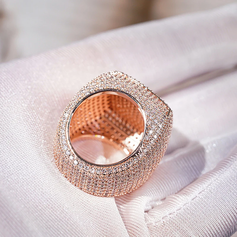 Huitan Funkelnder voller Bling Iced Out Fingerring für Damen, Luxus-Antragszubehör, Micro Pave Zirkonia-Schmuck für Party – Detail 36