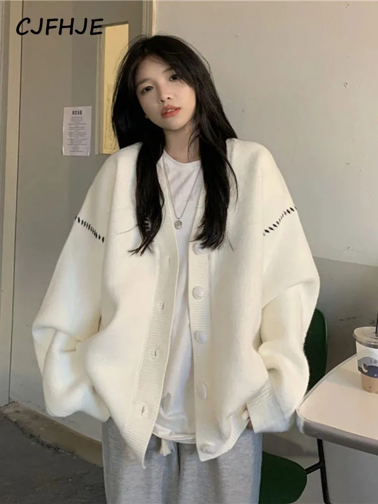 

Autumn/Winter Lazy Wind Soft Waxy Sweet College Style Sweater Cardigan Female Student Korean Style Loose Wear Outer Coat 2022