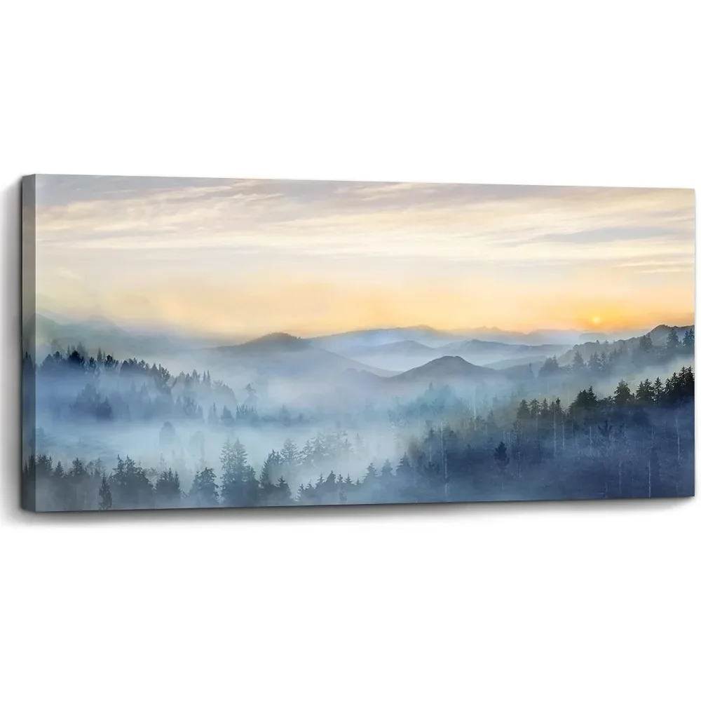 

Wall Decoration in the Living Room Sunrise Hazy Forest Wall Art in the Bedroom Bathroom Large Framed Canvas Artwork Home Decor