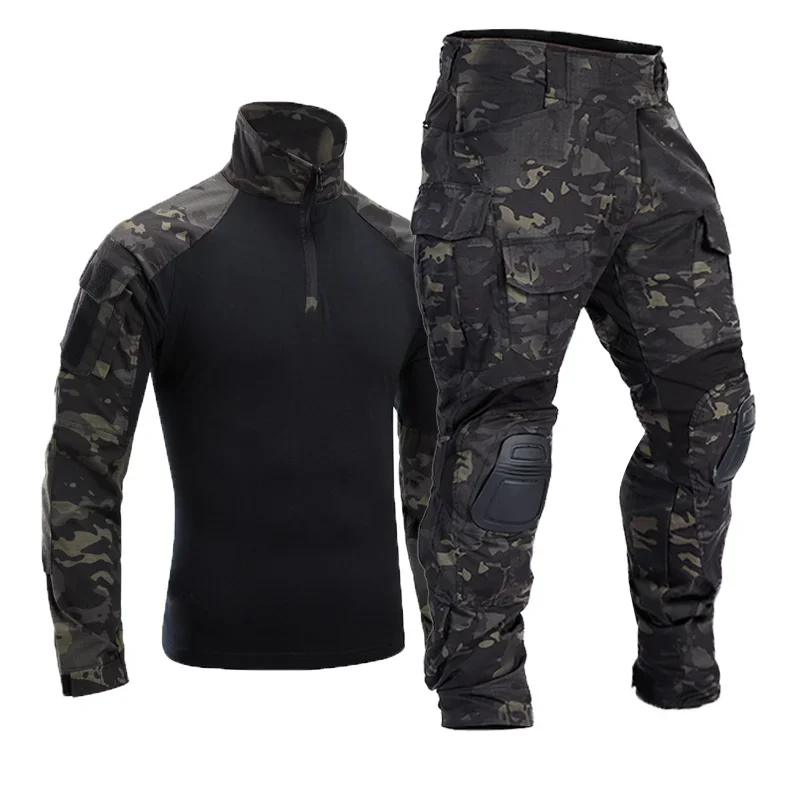 Tactical Pants Men Tactical Trousers CP Camouflage Cargo Knee Pads Pants Work Clothing Combat Uniform Shirts