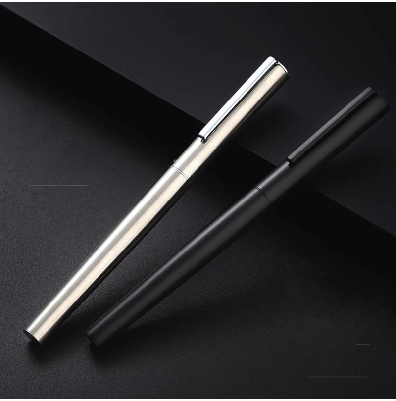 Hochwertiger Füllfederhalter mit 0,38 mm extrafeiner Spitze, Edelstahl, extrem schwarzes Metall, Business- und Büro-Schreibkalligraphie-Stifte – Detail 5