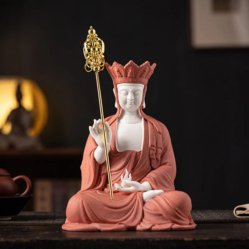 Buddha statue of King Ksitigarbha Bodhisattva and home decoration, ceramic crafts, Chinese style, living room
