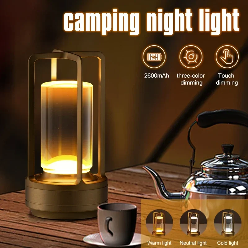 

Cordless LED Table Light Restaurant Outdoor Camping Atmosphere Light Creative Dimming Touch Night Light Nordic Industrial Style