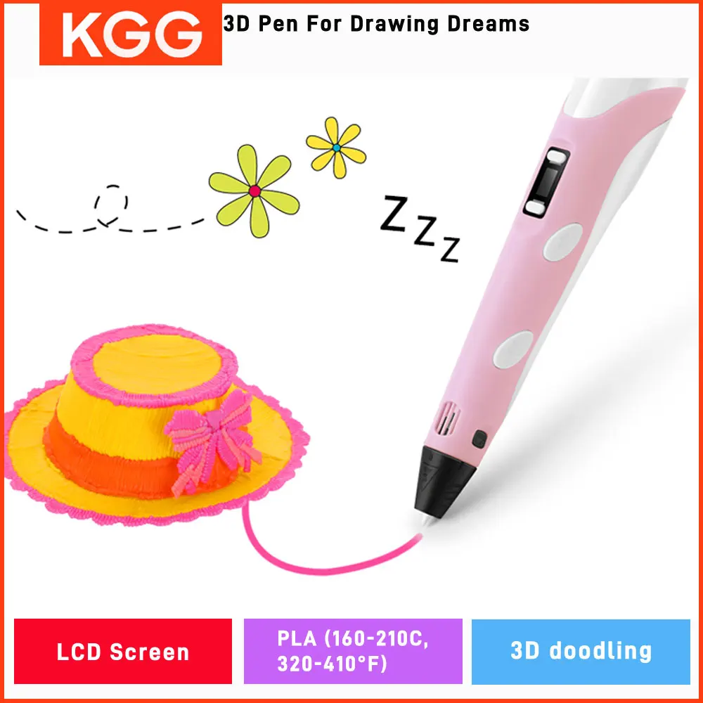 3D Printing Pen DIY Drawing Pen with LCD Screen Compatible PLA Filament Toys Safe Paiting for Children Christmas Birthday Toys 3d printing pen