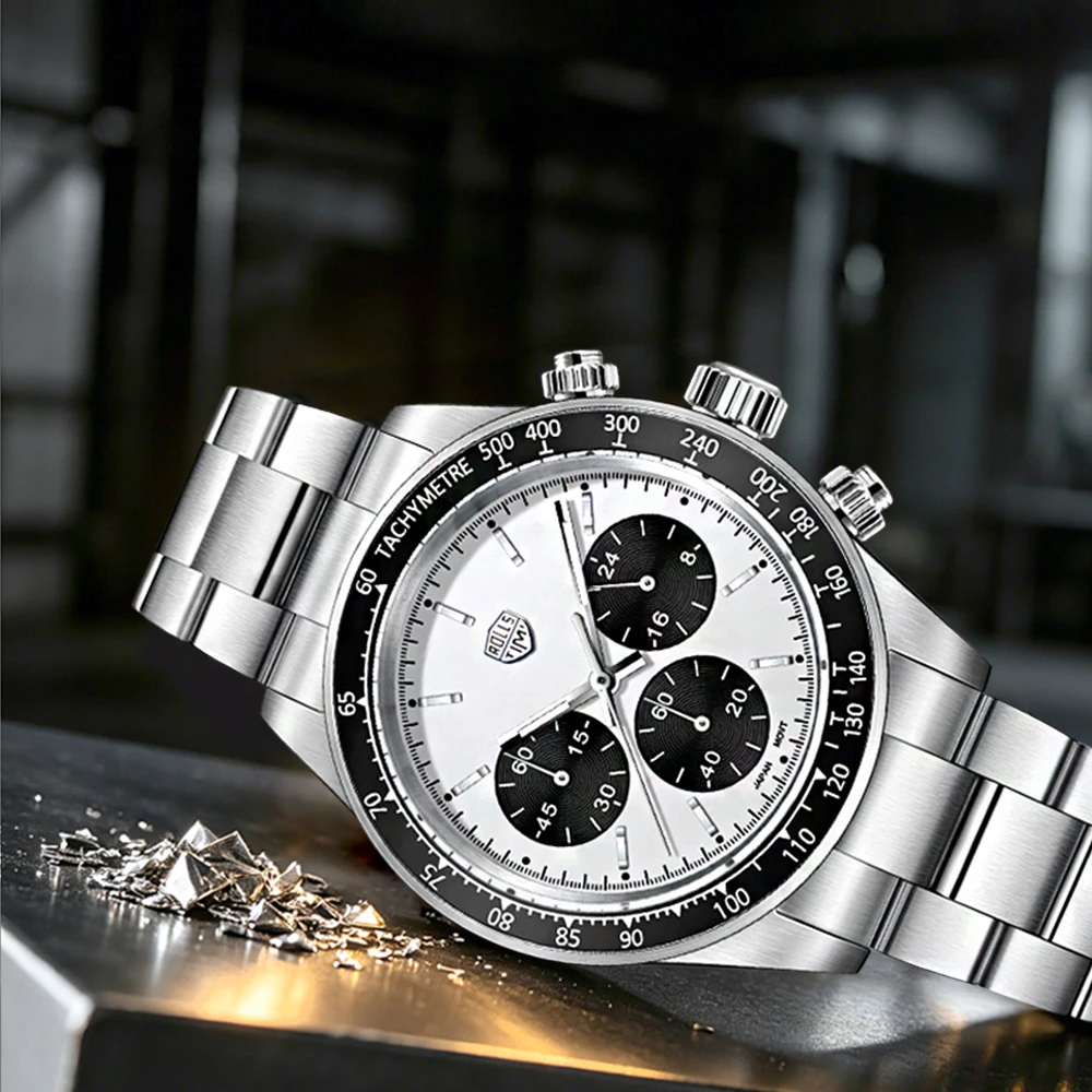 Orologio da uomo ROLLS TIMI 2026 di lusso, orologio al quarzo da uomo alla moda con specchio in zaffiro VK63, cronografo sportivo luminoso, reloj hombre