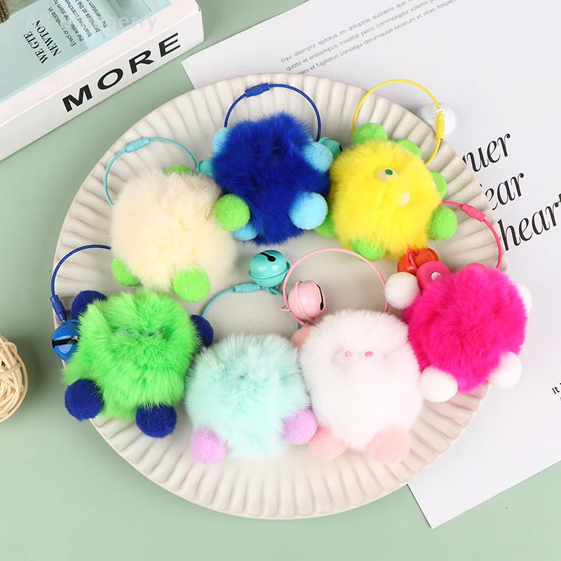 

New Adorable Colorful Plush Small Briquettes Keychain Fashion Cartoon Key Ring Classical Cartoon Bag Pendant