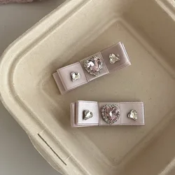 Elegant Pink Ribbon Bow Hair Clip Set (2)