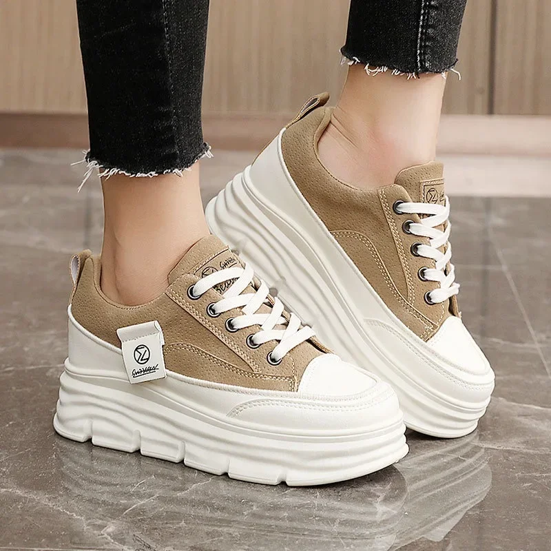 Shoes for Women Autumn Trend New Woman Flats Shoes Chunky Lace-up Soft-sole Casual Sneakers Female Vulcanized Shoe Walking Shoe 4
