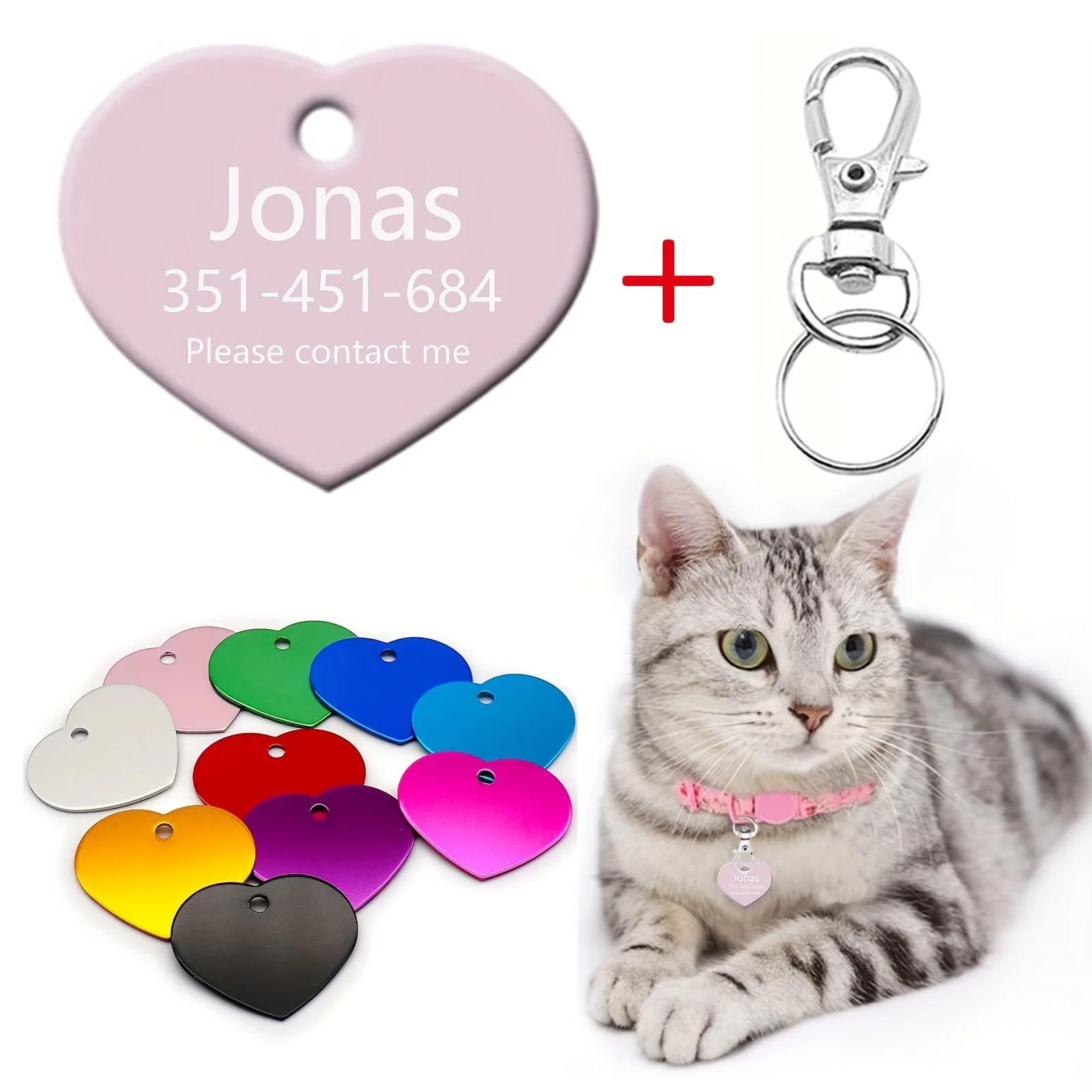 

1PC Personalized Dog ID Tag - Custom Engraved Stainless Steel Pet Name Tag, Cat Collar Accessory for Small, Medium and Large Cat