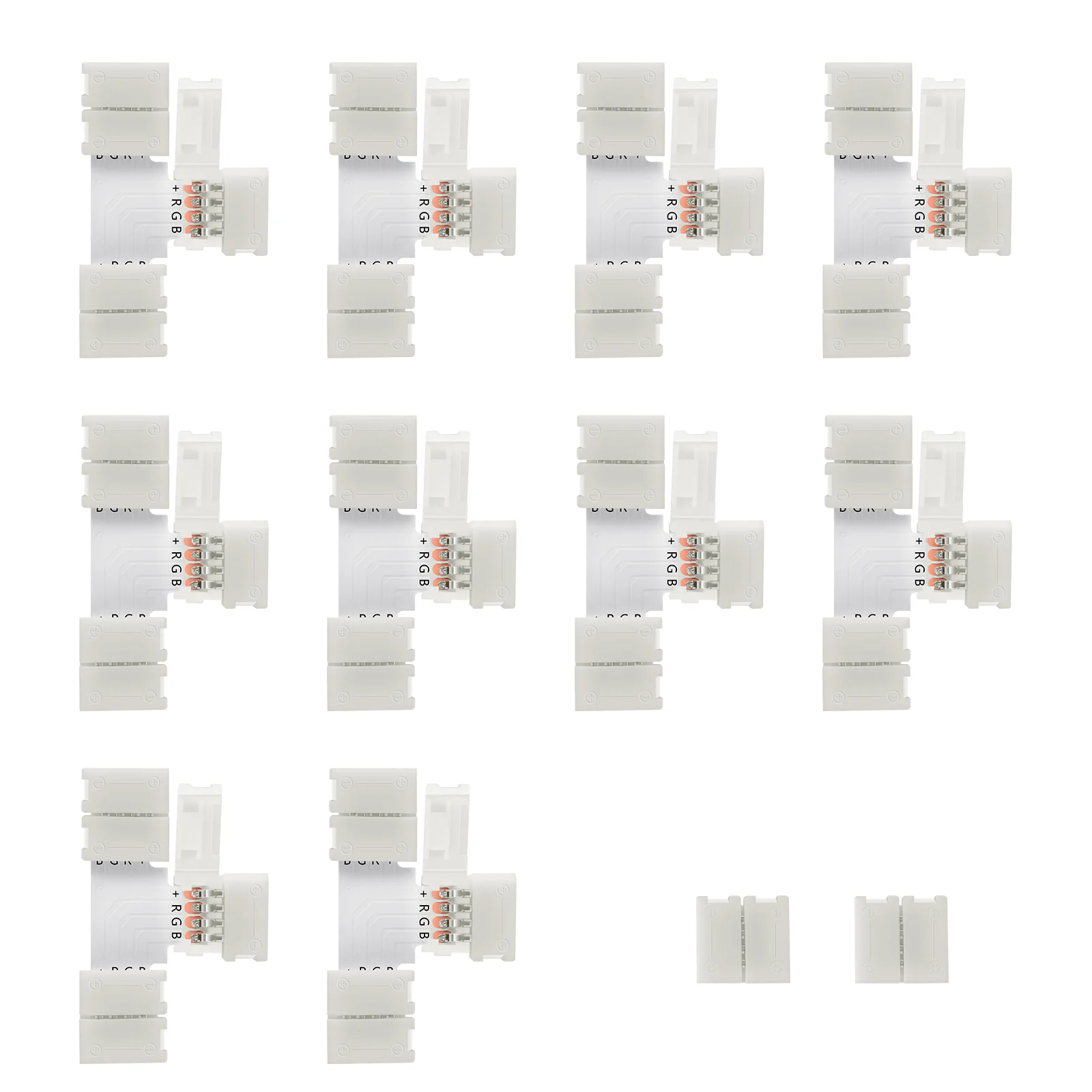 

LEDMOMO 10pcs LED Connectors 4-Pin T Shape Solderless Adapter for LED Strip Lights with 2pcs 5050 RGB Clips