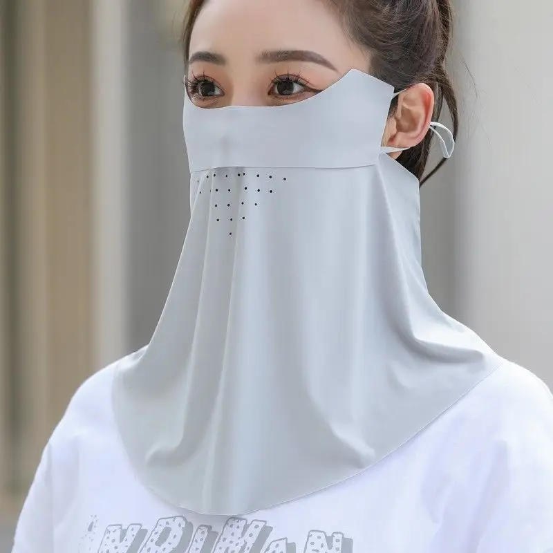 

Summer Sunscreen Ice Silk Mask Neck UV Protection Face Cover Sunscreen Face With Brim Outdoor Cycling Sun Protection Hats Caps