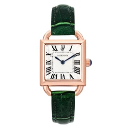 Elegant Women's Quartz Watch Set with PU Leather Strap - Perfect Gift - No (Green)