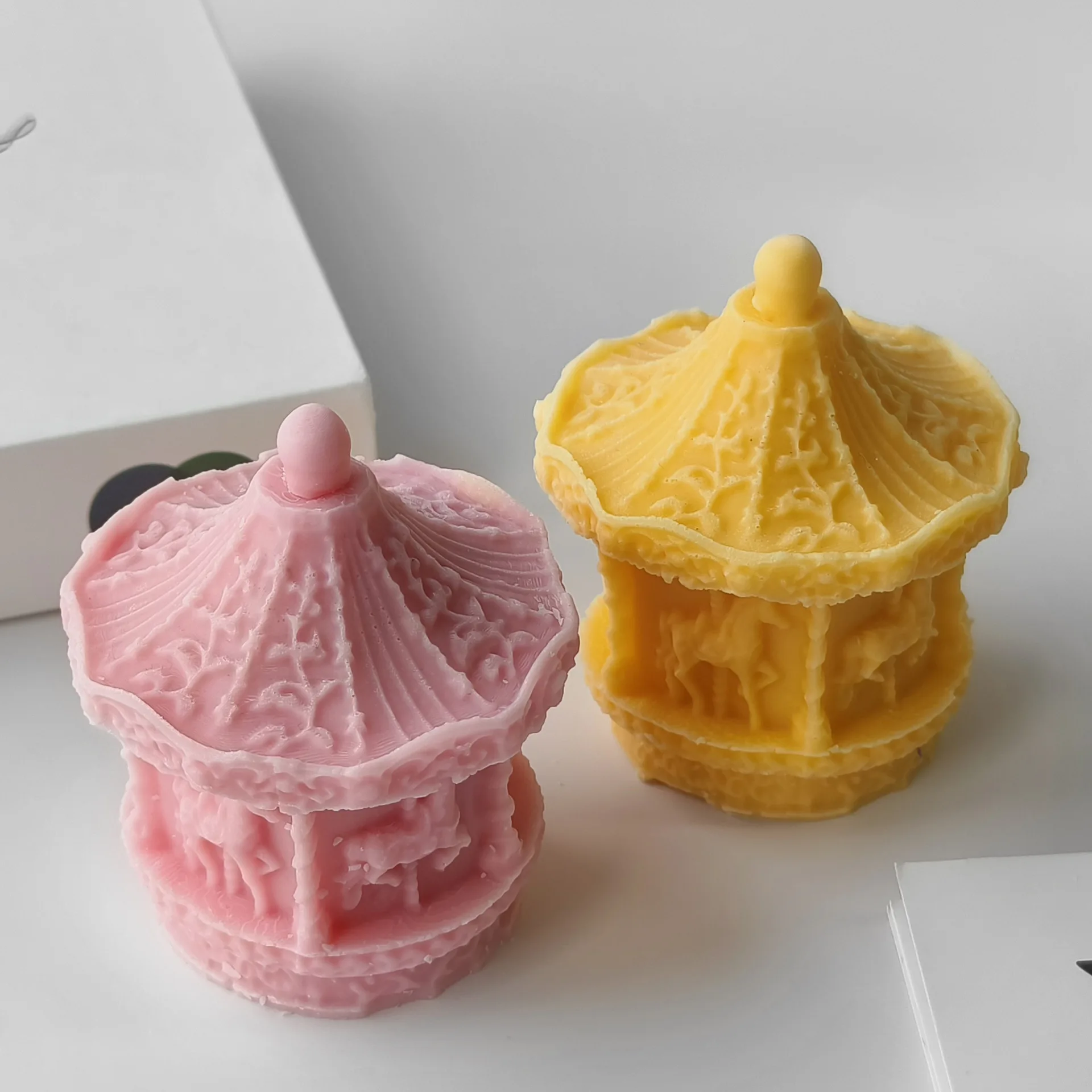 DIY Carousel Aroma Candle Silicone Mold Handmade Plaster Resin Ornament Molds The merry-go-round Creative Candle Mould