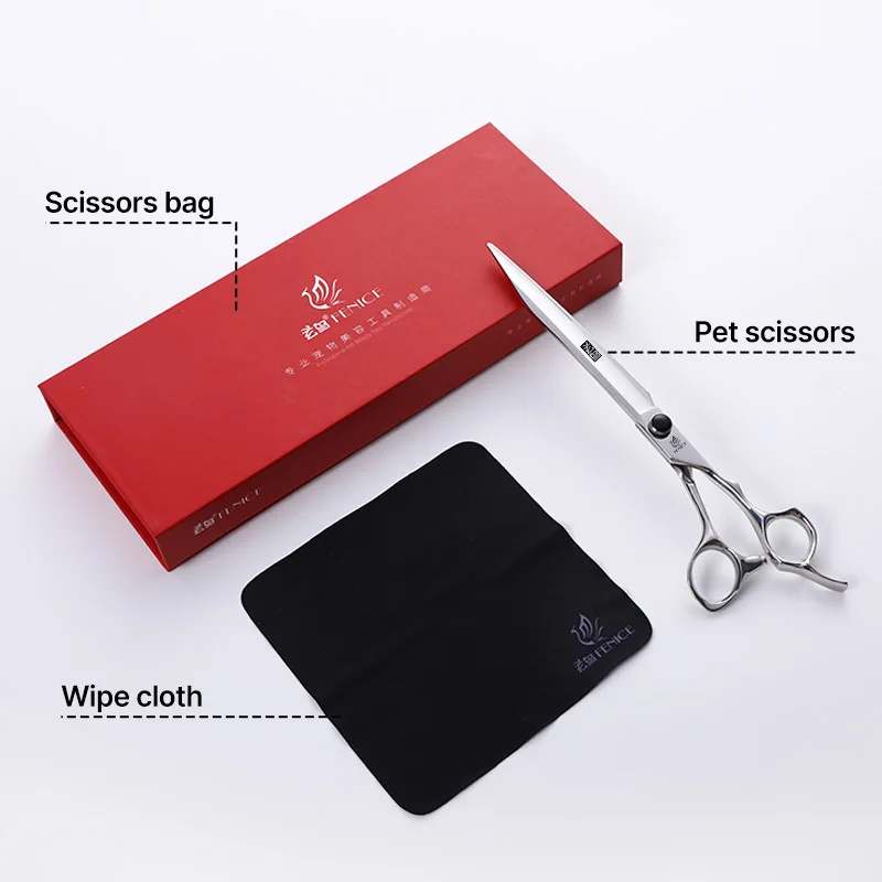 8.0 inch JP440C Sword-shaped Wide Blade Cutting Straight Scissors Shears For Pet Dog Grooming